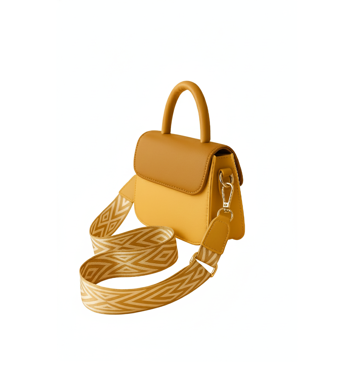 Classic Tan Leather Flap Bag with Dual Buckle Design
