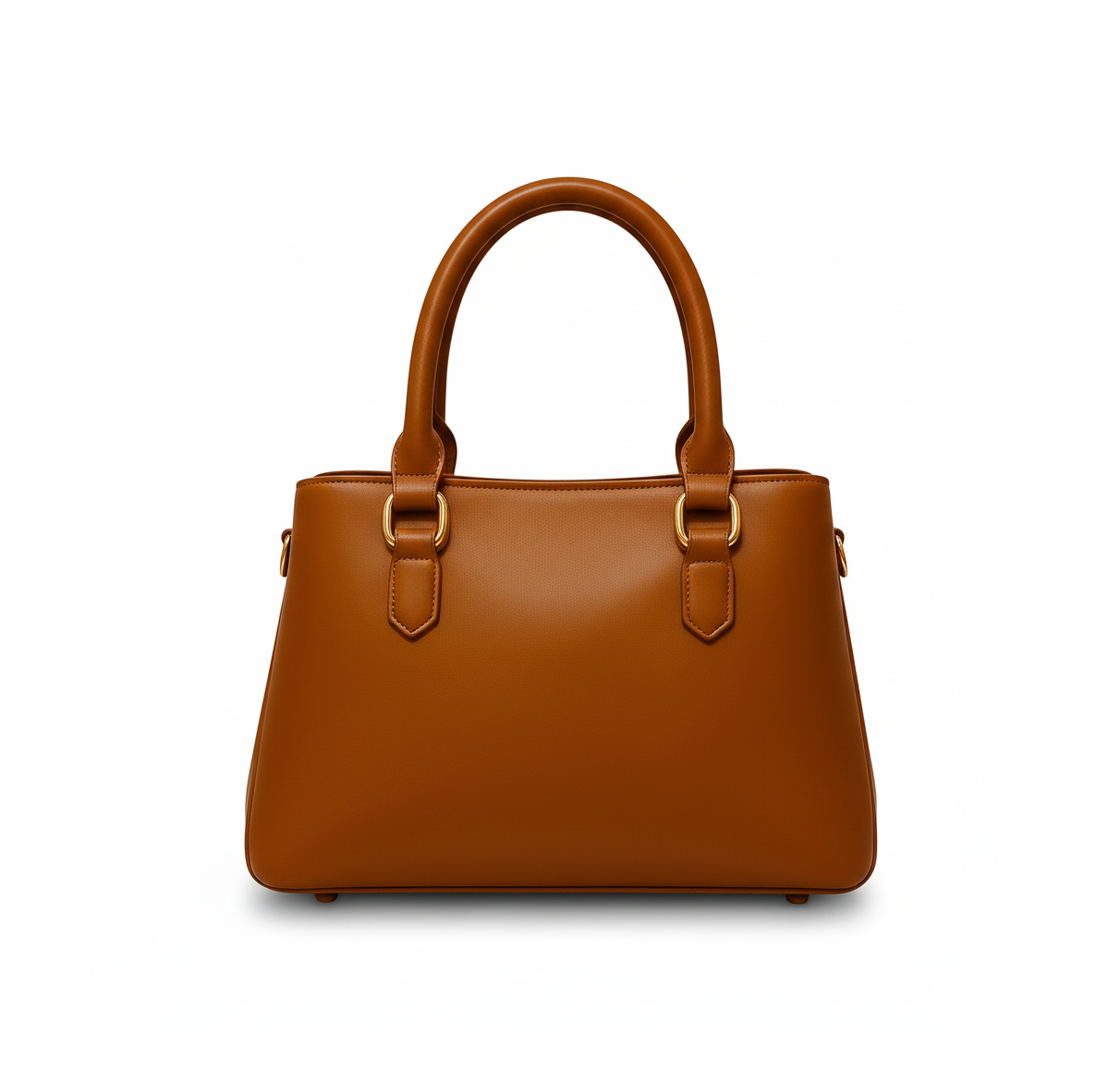 Chic Caramel Handbag with Gold Charm Accent