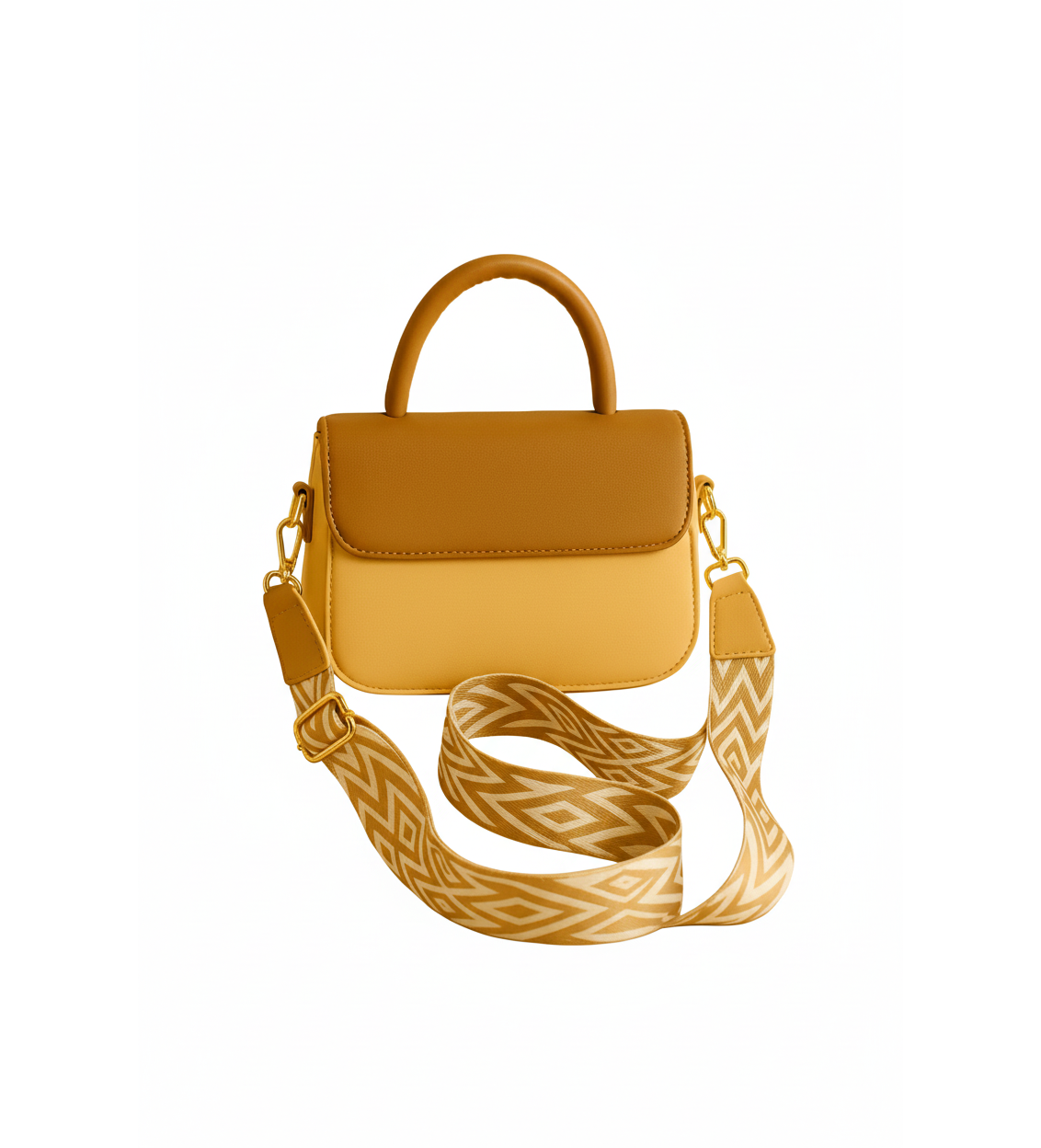 Classic Tan Leather Flap Bag with Dual Buckle Design