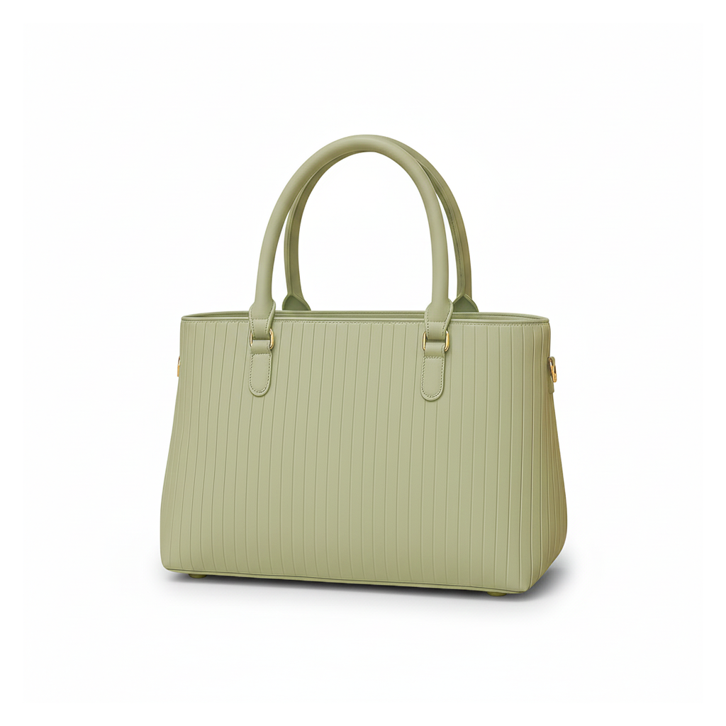 Mint Green Textured Shoulder Bag Set with Gold Accents (3-Piece Set)