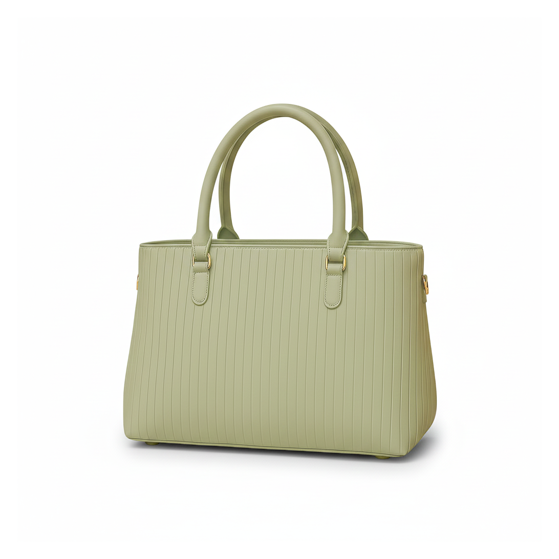 Mint Green Textured Shoulder Bag Set with Gold Accents (3-Piece Set)