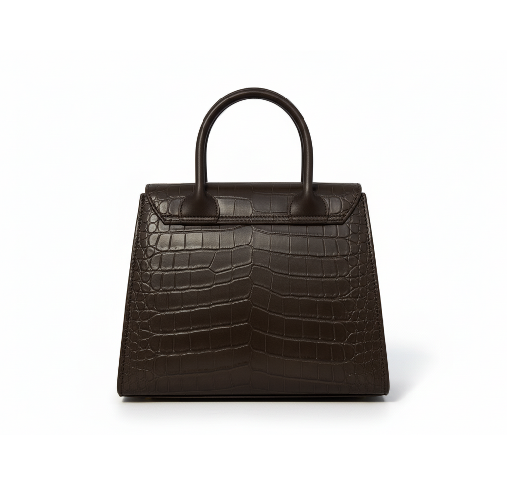 The Stellve Croc-Embossed Heritage Satchel – Cocoa Brown