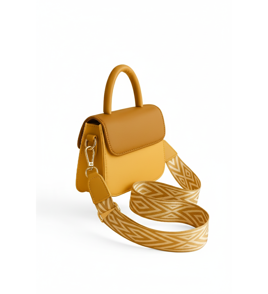 Classic Tan Leather Flap Bag with Dual Buckle Design